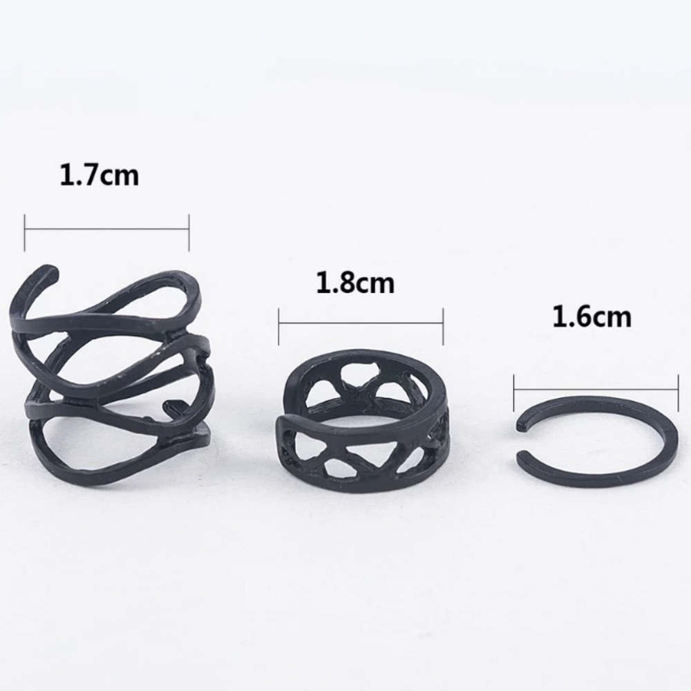 🆕 Black 3 Midi Knuckle Ring Set - Picture 4 of 4